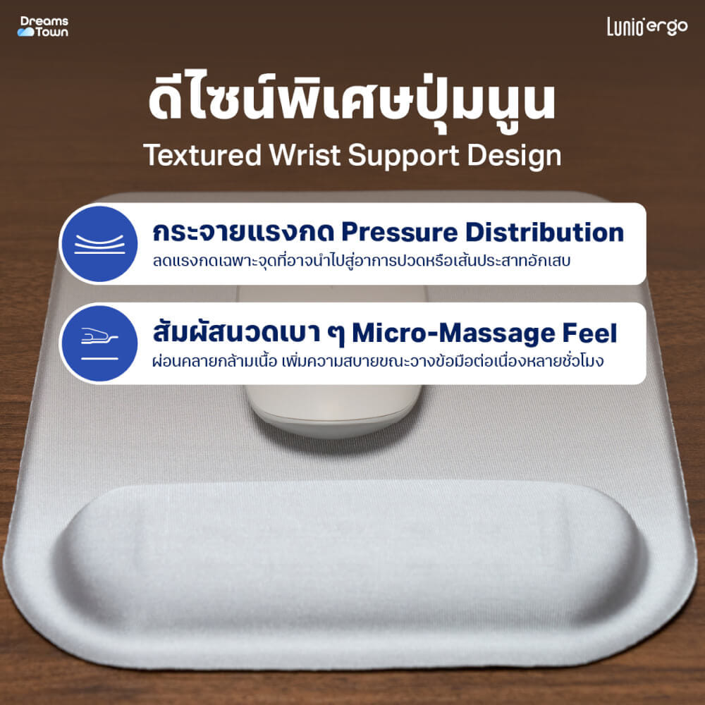 แผ่นรองเมาส์ LUNIO ERGO CYREST MOUSE PAD LIGHT GRAY สีเทาอ่อน_3